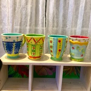 Kimberly Hodges Cupcake & Cartwheels Colorful Ceramic Coffee Cups 4 Total